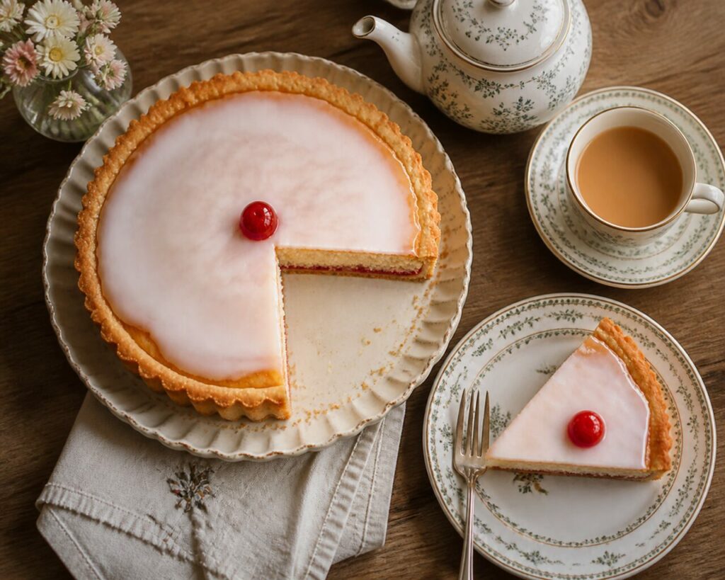 Bakewell-Tarte im Mittelpunkt des Teeservices