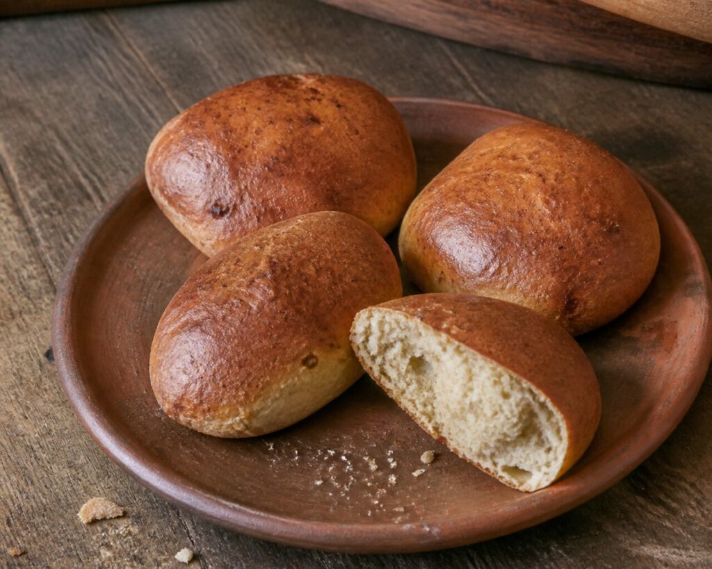 Nazuki — Pequenos pães doces georgianos dourados e condimentados em cerâmica