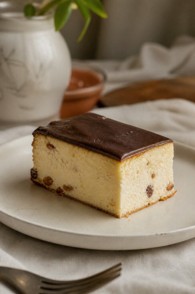 Ondulations chocolatées sur le cheesecake de Lviv épais