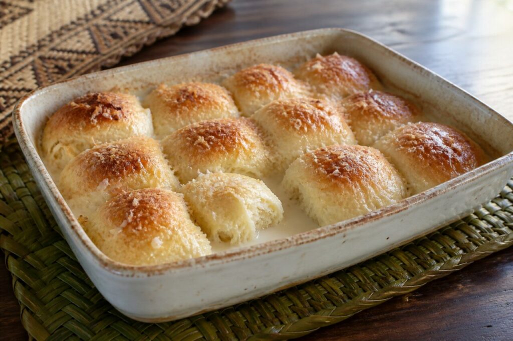 Pani popo samoans moelleux nappés de sauce coco