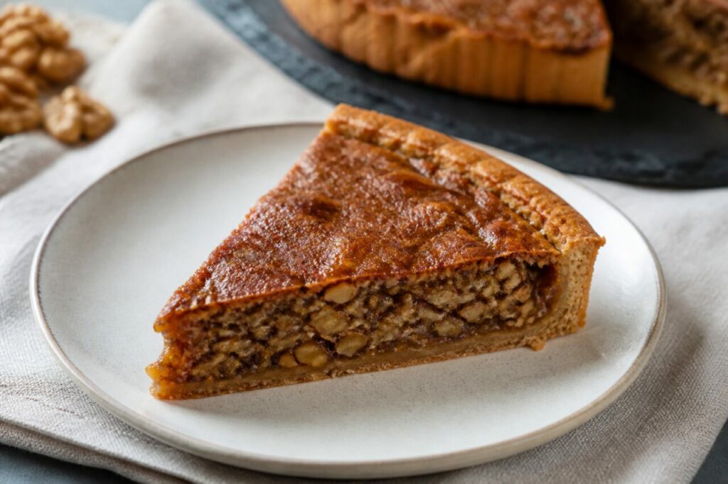 Spécialités suisses — tarte aux noix de l’Engadine en part