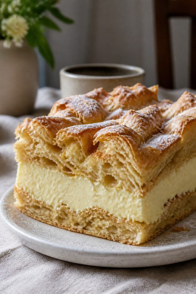 Pâte alvéolée et crème réunies dans la karpatka
