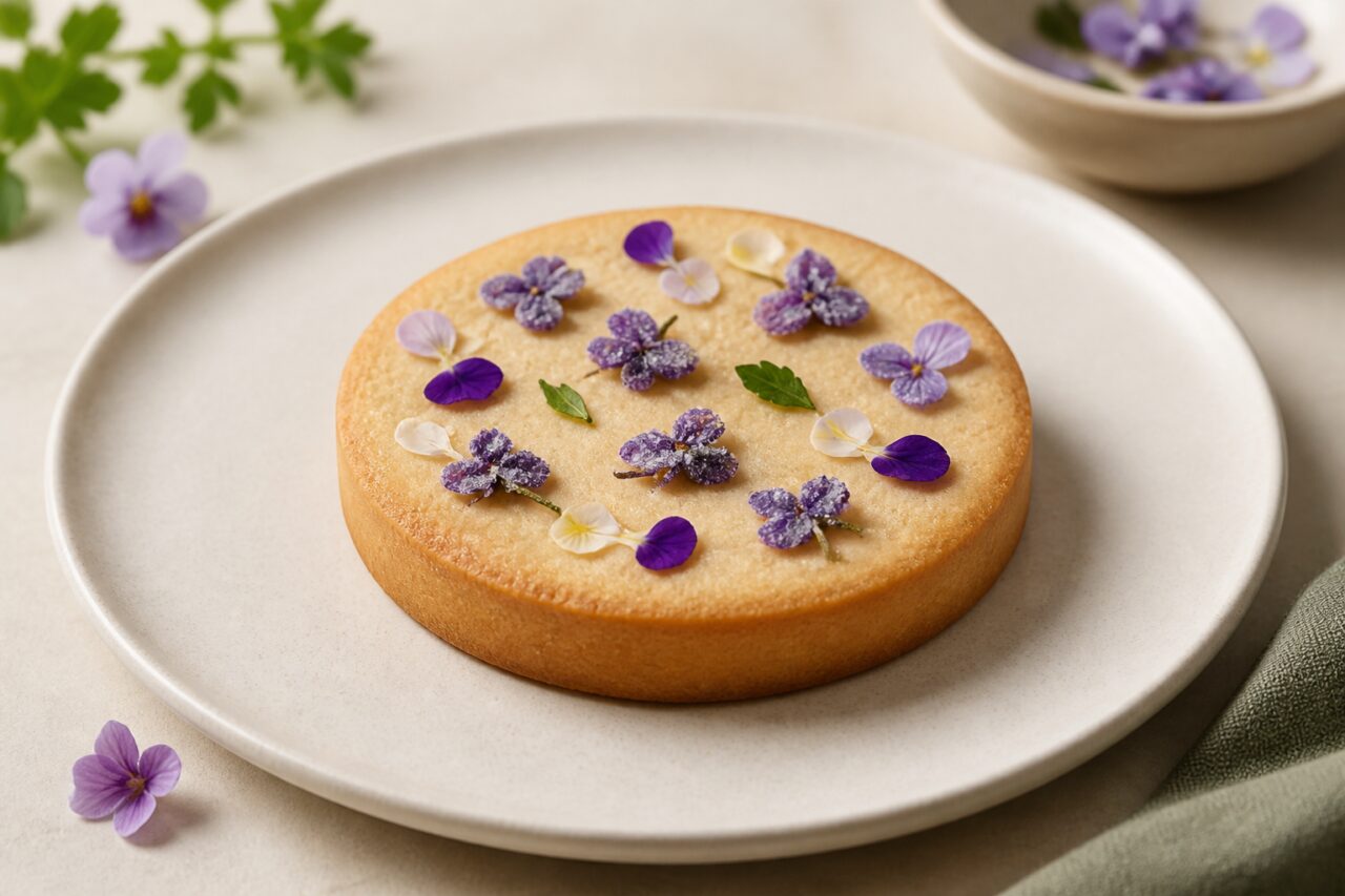 Pâtisseries botaniques — sablé aux violettes cristallisées