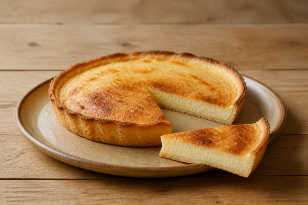 Tarte à la tome rustique, part coupée — Auvergne