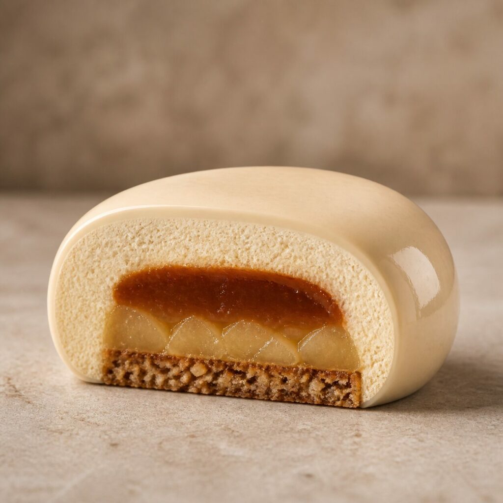 Peren-vanille-karamelentremet — licht dessert met zichtbare lagen