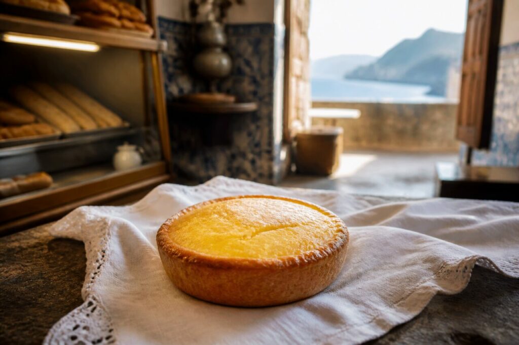 Queijada da Madeira portugaise servie sur une table familiale