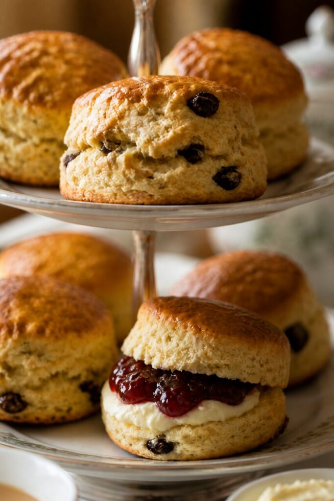 Uvetta scura nella mollica degli scone all'uvetta