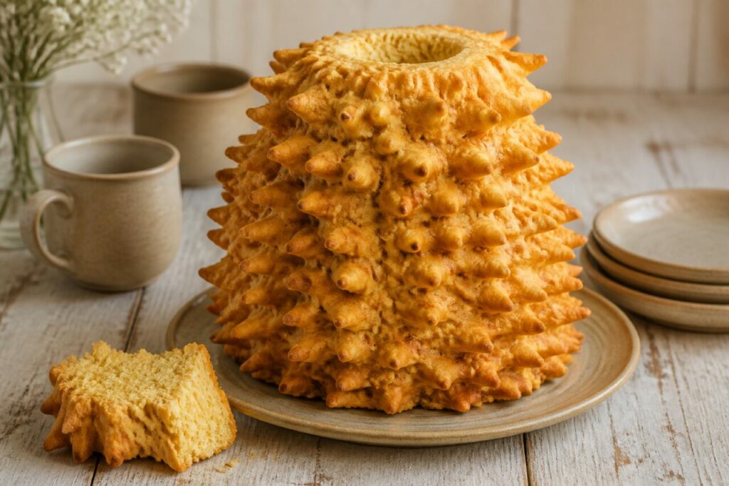 Šakotis lituanien en gâteau-arbre doré aux pointes irrégulières