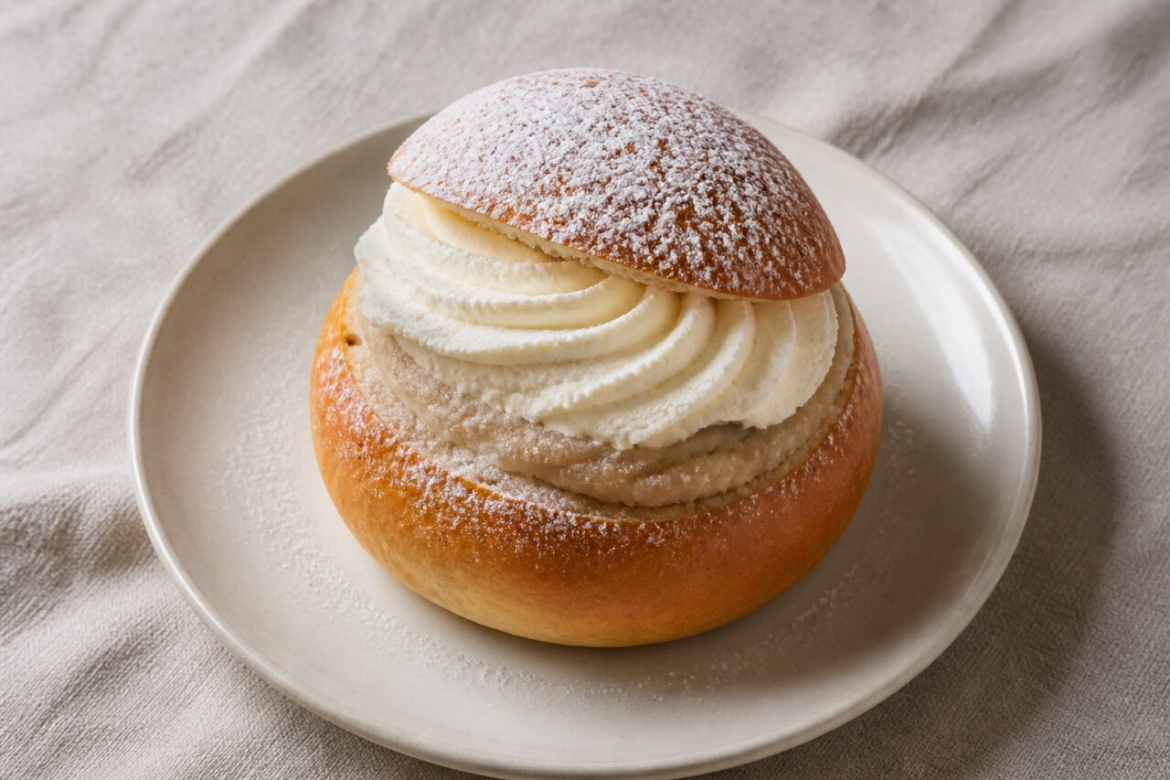 Semla sueco com amêndoa e creme