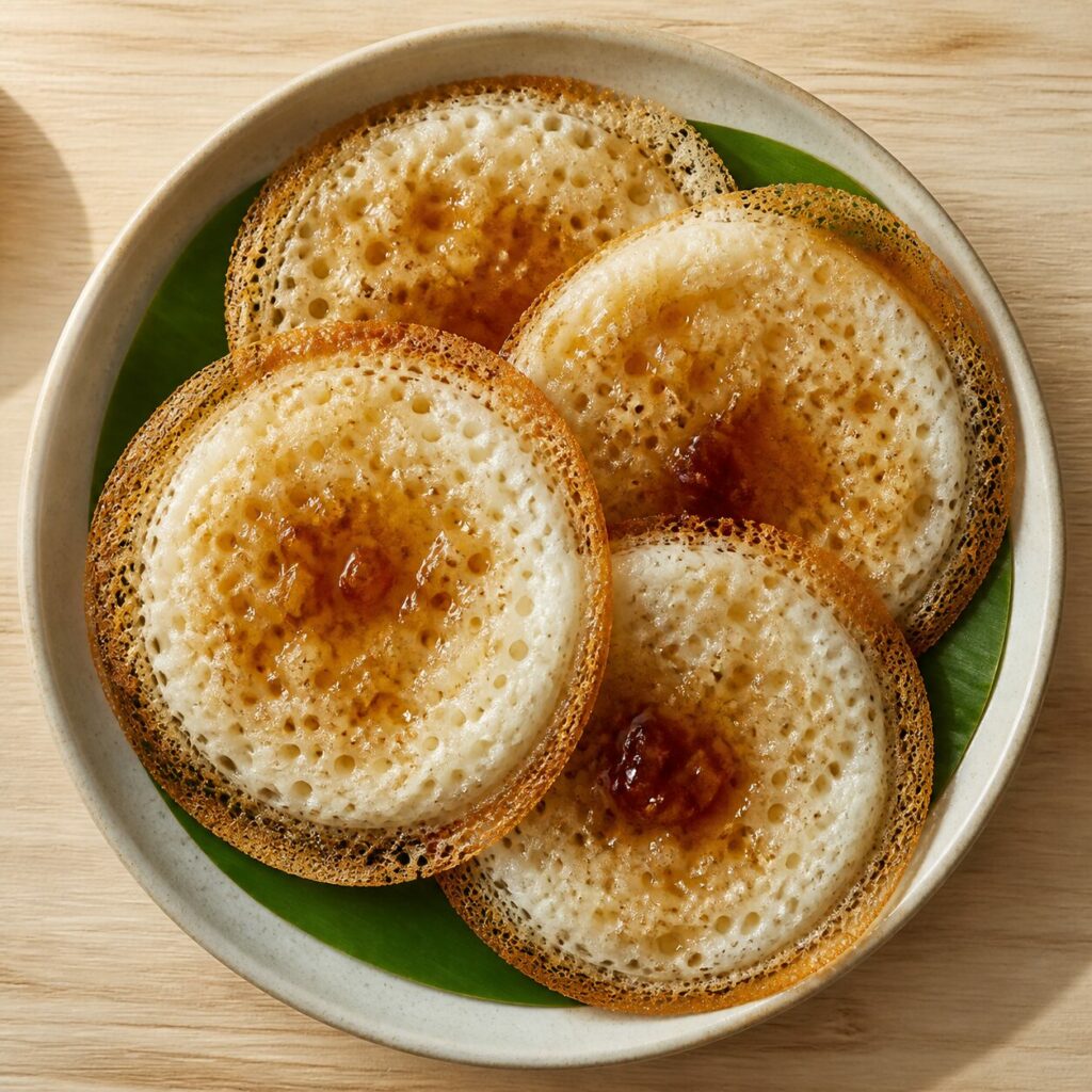 Serabi — Petites crêpes épaisses de riz aux bords dentelés