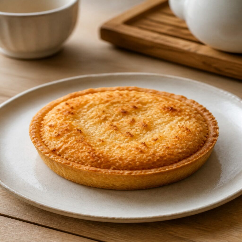 Tarte coco mauricienne dorée en gros plan