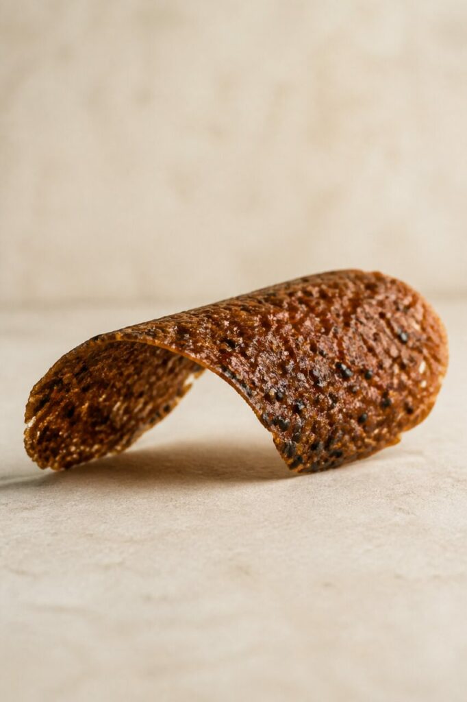 Courbe du biscuit au sésame sur fond clair