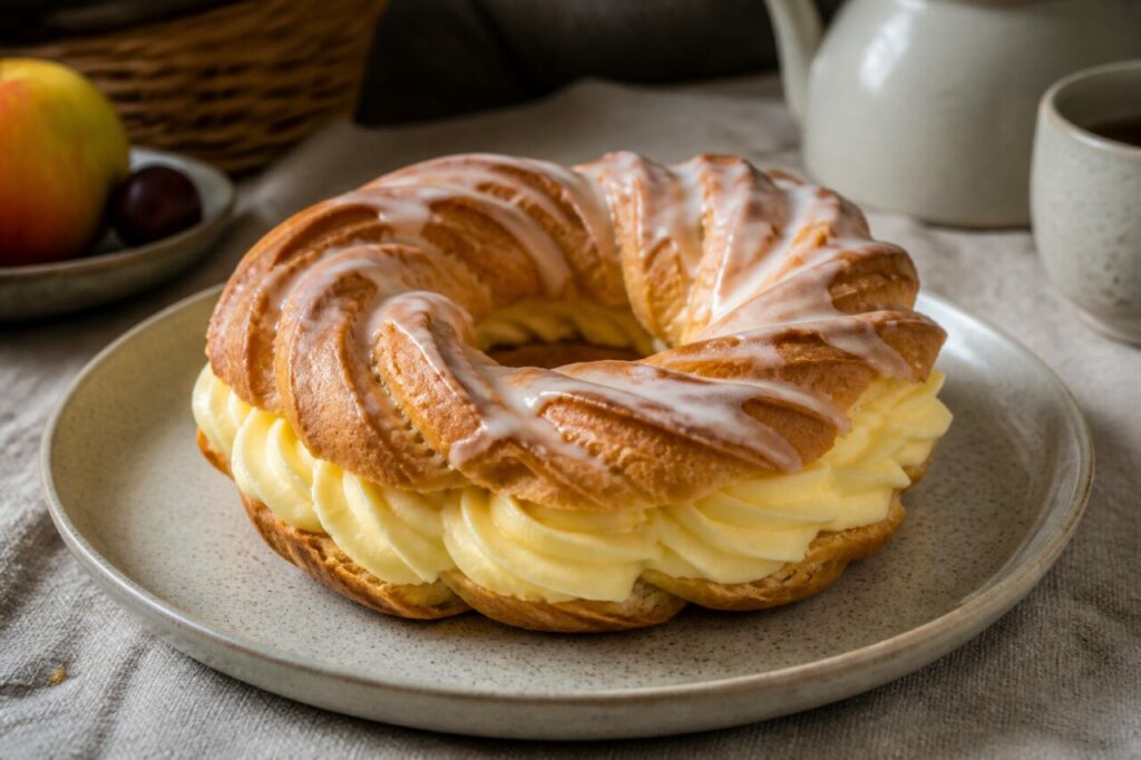 Věneček alla vaniglia tra pasta choux rigata e glassa sottile