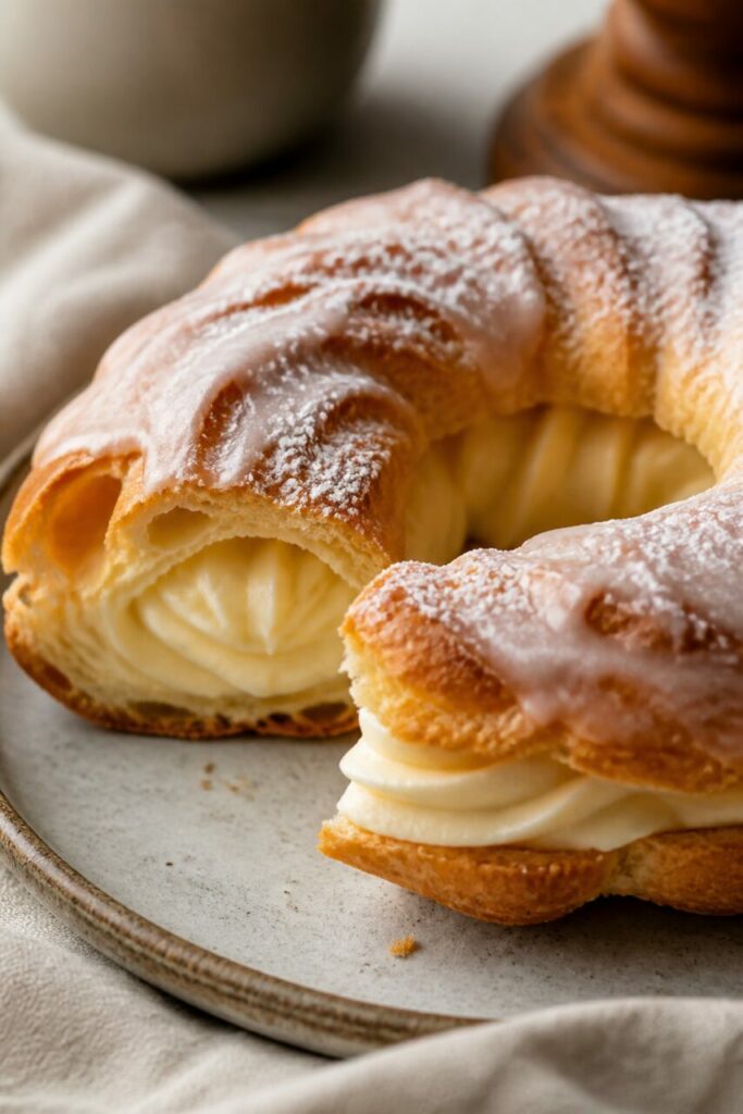 Věneček tagliato con la crema alla vaniglia in vista