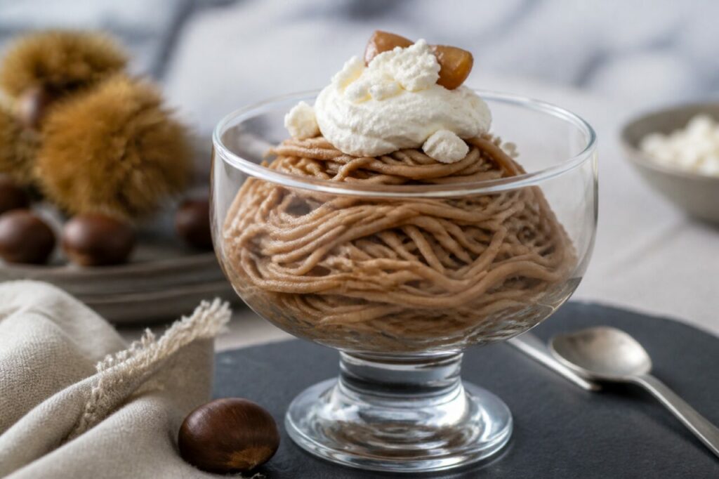 Spécialités suisses — vermicelles de marrons avec crème